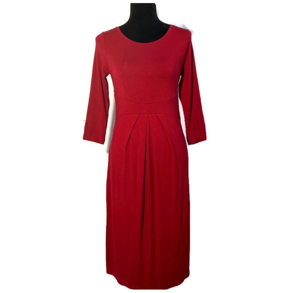 NWT Isabella Oliver Maternity Dress MED Red Berry Empire Pea‎ in the Pod Pleat